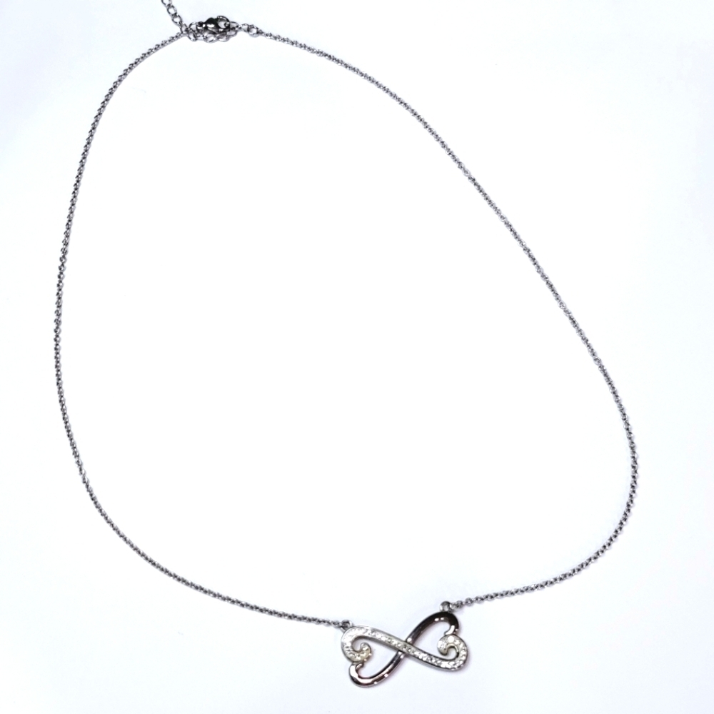 HMK HALLMARK Shimmering Infinity Necklace on a Silver Tone, Dainty Chain